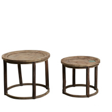 Mayco Antique Round Wood End Accent Table Set